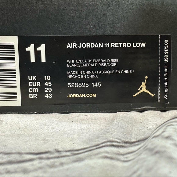 Air Jordan 11 Retro Low “Emerald”‎ Size 11 | White/Black-Emerald Rise W/Box - Picture 5 of 14